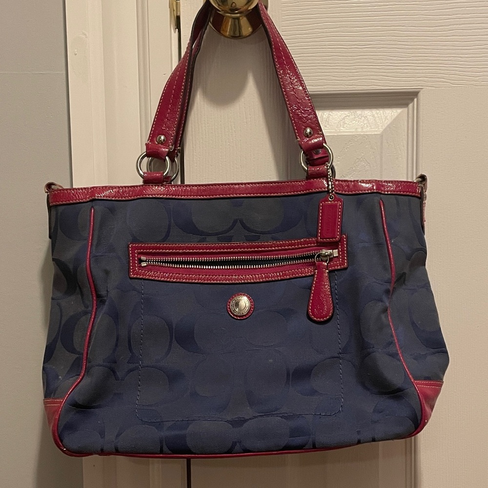 Coach Navy and Pink Signature Tote